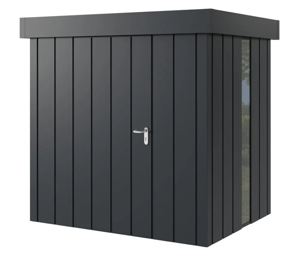 Hörmann Gartenhäuser & Gerätehäuser - Metallgerätehaus Juno JFD4 M-Sk Motiv Modern bodentiefes Fenster, ca. B229/H222/T181 cm Anthrazit