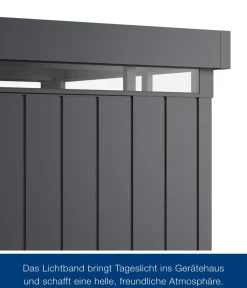 Hörmann Gartenhäuser & Gerätehäuser > Metallgerätehaus Juno mit Lichtband JFD6 M-Sk, ca. B229/H239/T277 cm