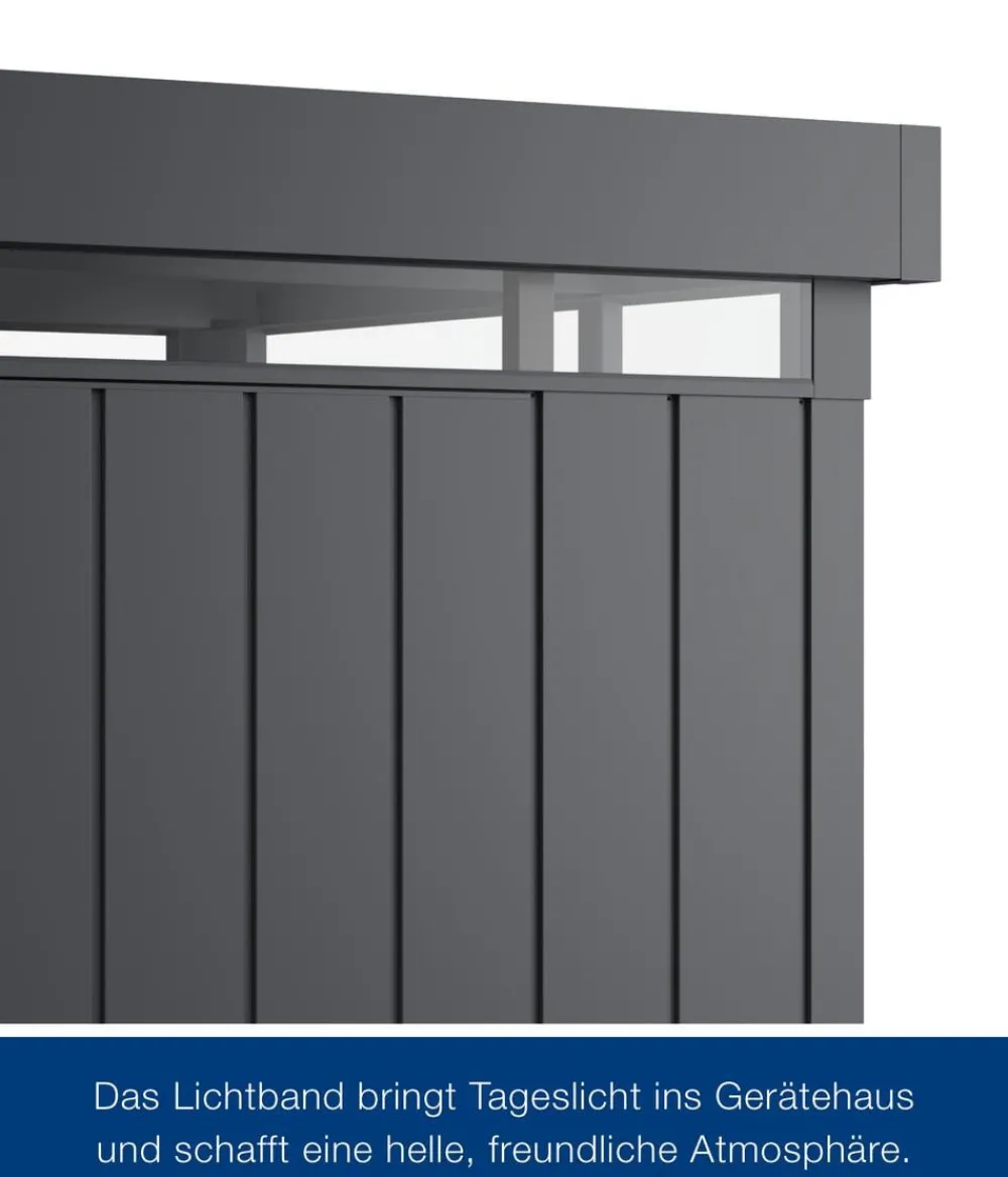 Hörmann Gartenhäuser & Gerätehäuser > Metallgerätehaus Juno mit Lichtband JFD6 M-Sk, ca. B229/H239/T277 cm