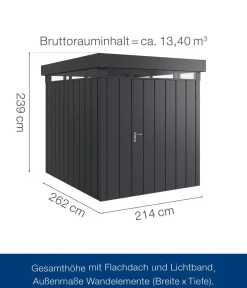 Hörmann Gartenhäuser & Gerätehäuser > Metallgerätehaus Juno mit Lichtband JFD6 M-Sk, ca. B229/H239/T277 cm