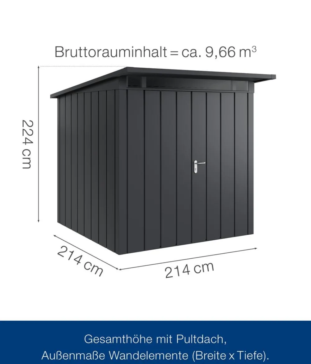 Hörmann Gartenhäuser & Gerätehäuser - Metallgerätehaus Juno JPD6 M-Sk Motiv Modern, ca. B229/H232/T310 cm Anthrazit
