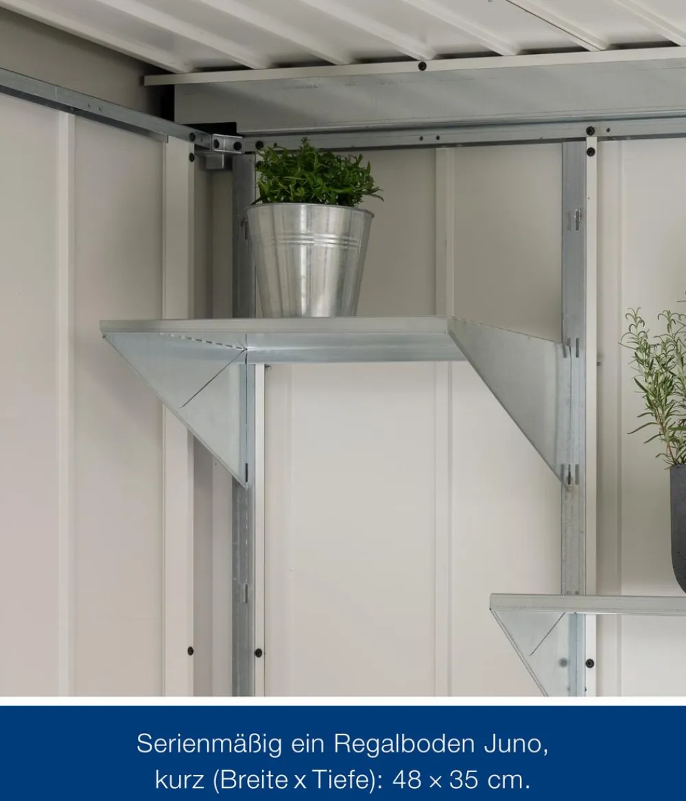 Hörmann Gartenhäuser & Gerätehäuser > Metallgerätehaus Juno JPD5 M-Sk Motiv Modern mit Doppeltür, ca. B229/H224/T262 cm