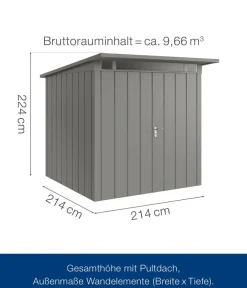 Hörmann Gartenhäuser & Gerätehäuser > Metallgerätehaus Juno JPD5 M-Sk Motiv Modern mit Doppeltür, ca. B229/H224/T262 cm