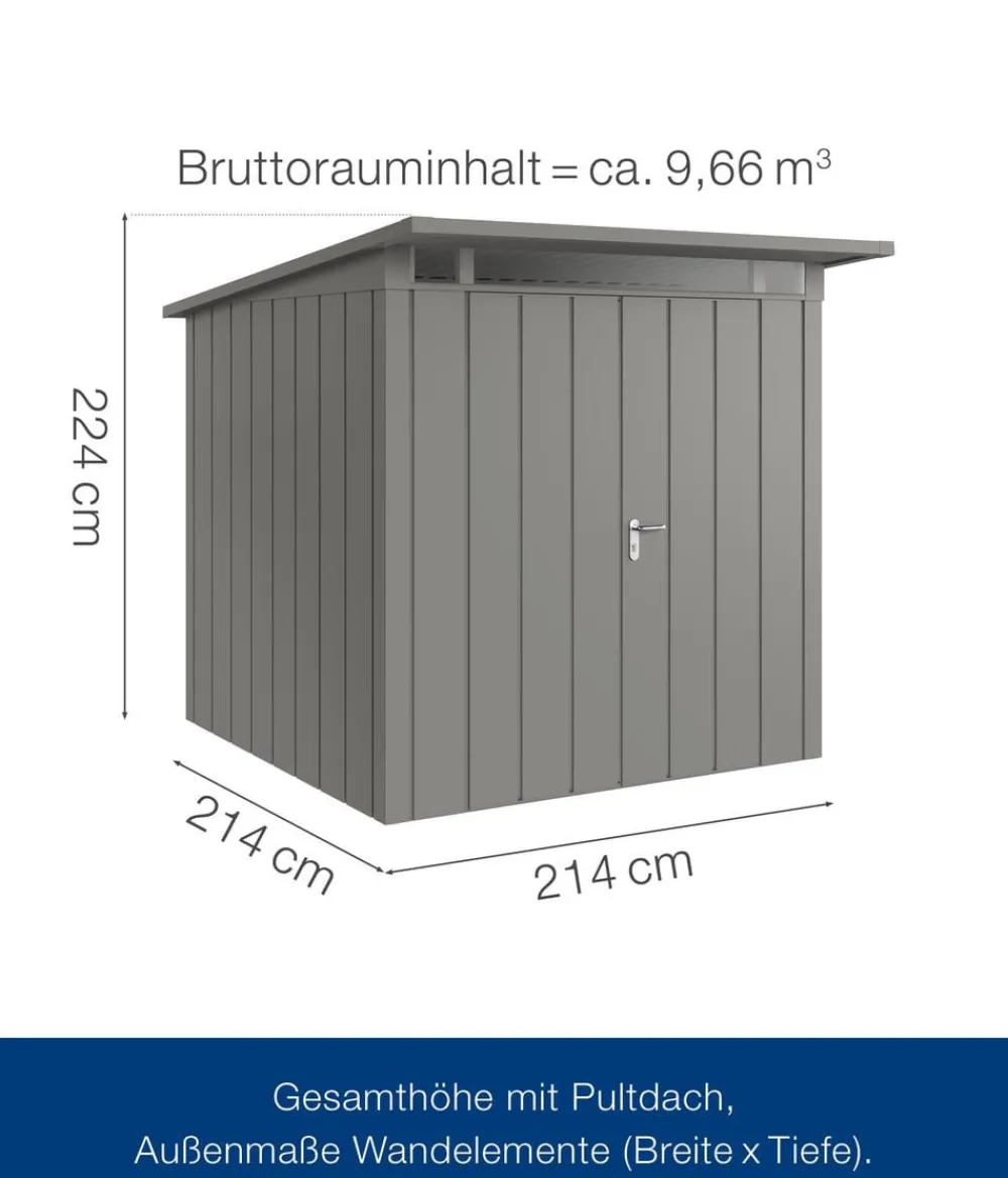 Hörmann Gartenhäuser & Gerätehäuser > Metallgerätehaus Juno JPD5 M-Sk Motiv Modern mit Doppeltür, ca. B229/H224/T262 cm