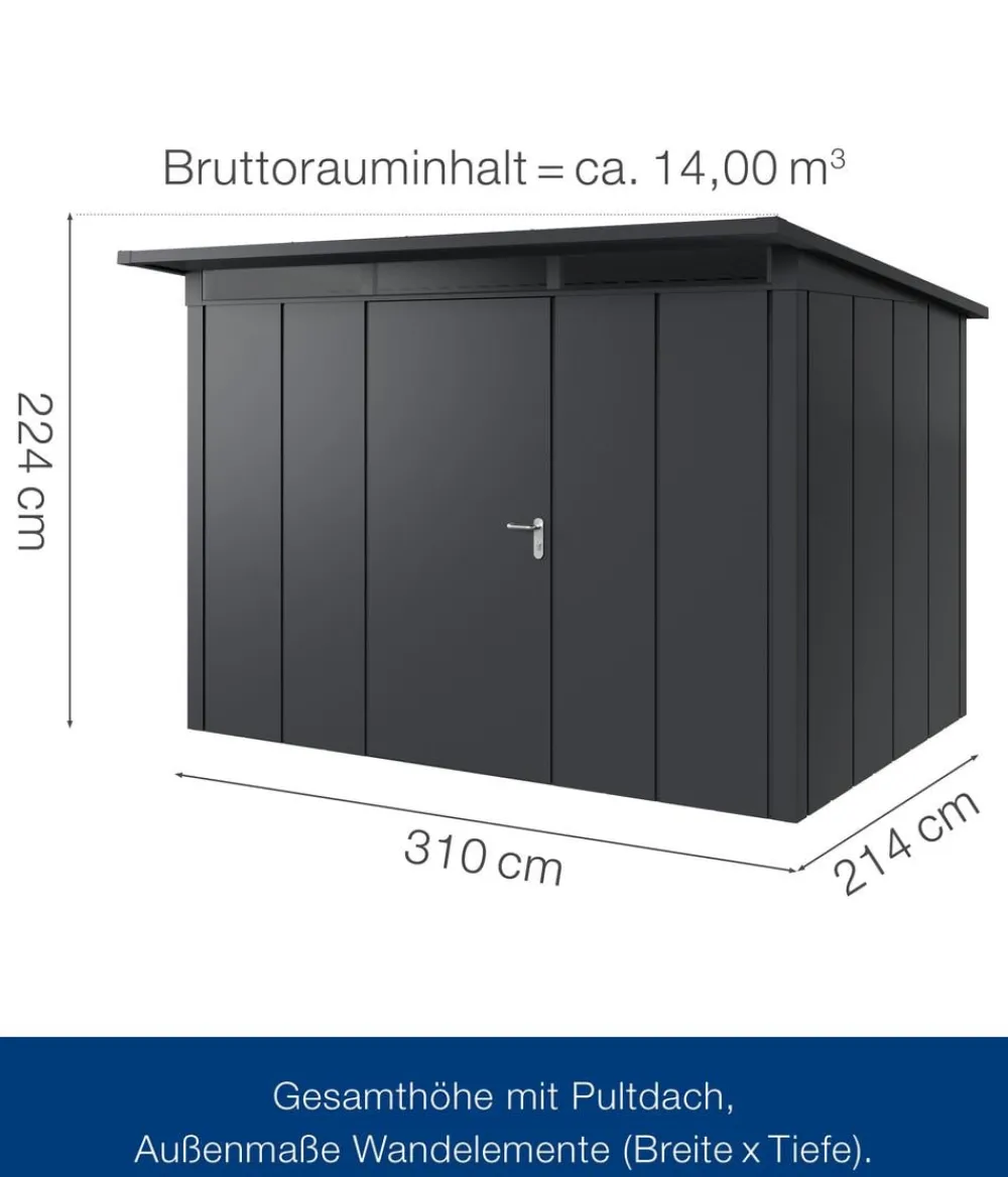 Hörmann Metallgerätehaus Juno JPD12 L-Sk Motiv Design, ca. B325/H224/T262 cm Anthrazit Hot