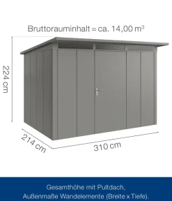 Hörmann Metallgerätehaus Juno JPD12 L-Sk Motiv Design, ca. B325/H224/T262 cm Graualuminium Sale