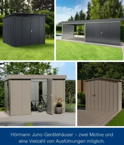 Hörmann Metallgerätehaus Juno JPD4 L-Sk Motiv Design, ca. B229/H224/T214 cm Anthrazit Clearance