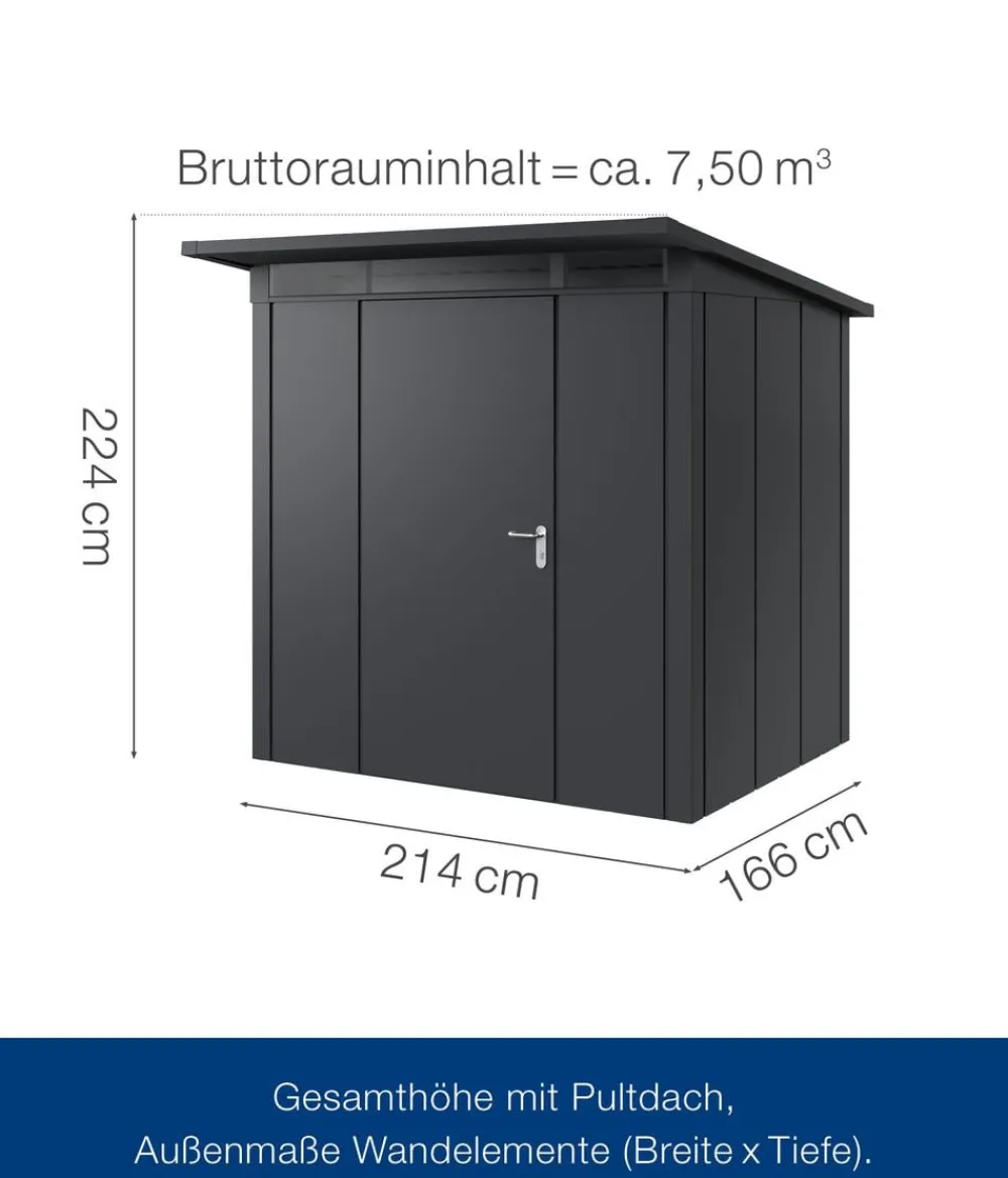 Hörmann Metallgerätehaus Juno JPD4 L-Sk Motiv Design, ca. B229/H224/T214 cm Anthrazit Clearance