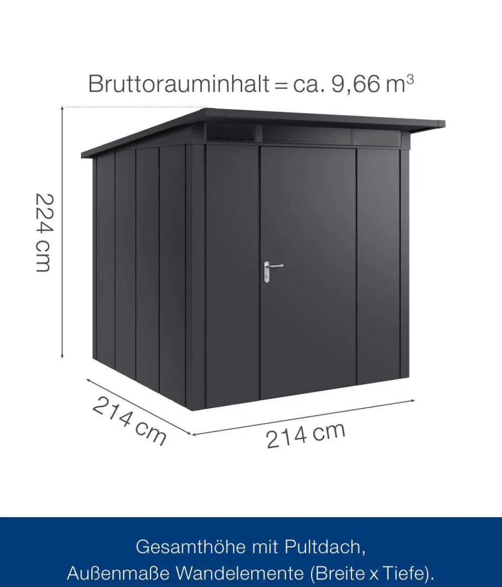 Hörmann Gartenhäuser & Gerätehäuser - Metallgerätehaus Juno JPD5 L-Sk Motiv Design, ca. B229/H224/T262 cm Anthrazit