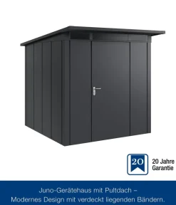 Hörmann Gartenhäuser & Gerätehäuser - Metallgerätehaus Juno JPD5 L-Sk Motiv Design, ca. B229/H224/T262 cm Anthrazit