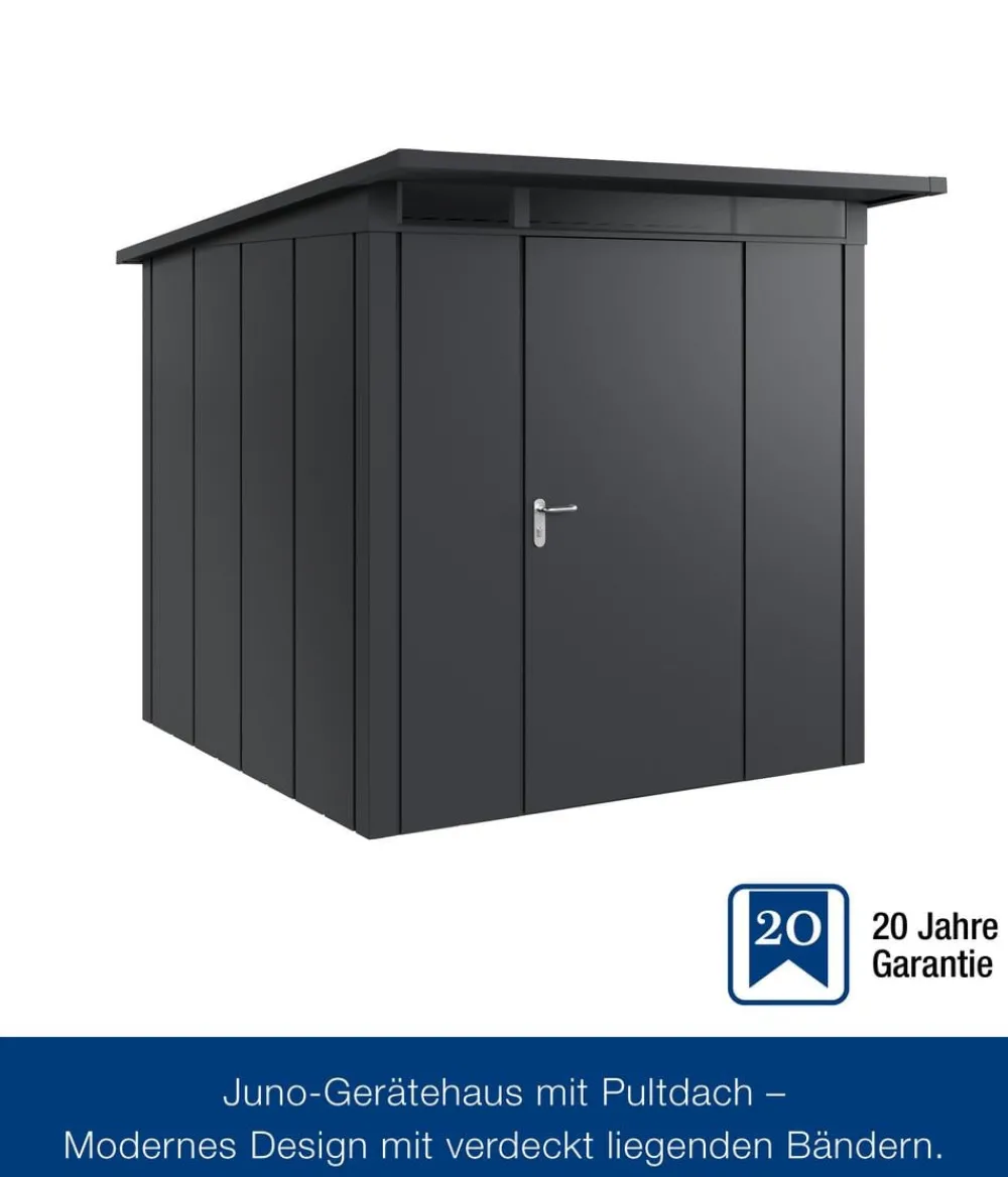 Hörmann Gartenhäuser & Gerätehäuser - Metallgerätehaus Juno JPD5 L-Sk Motiv Design, ca. B229/H224/T262 cm Anthrazit