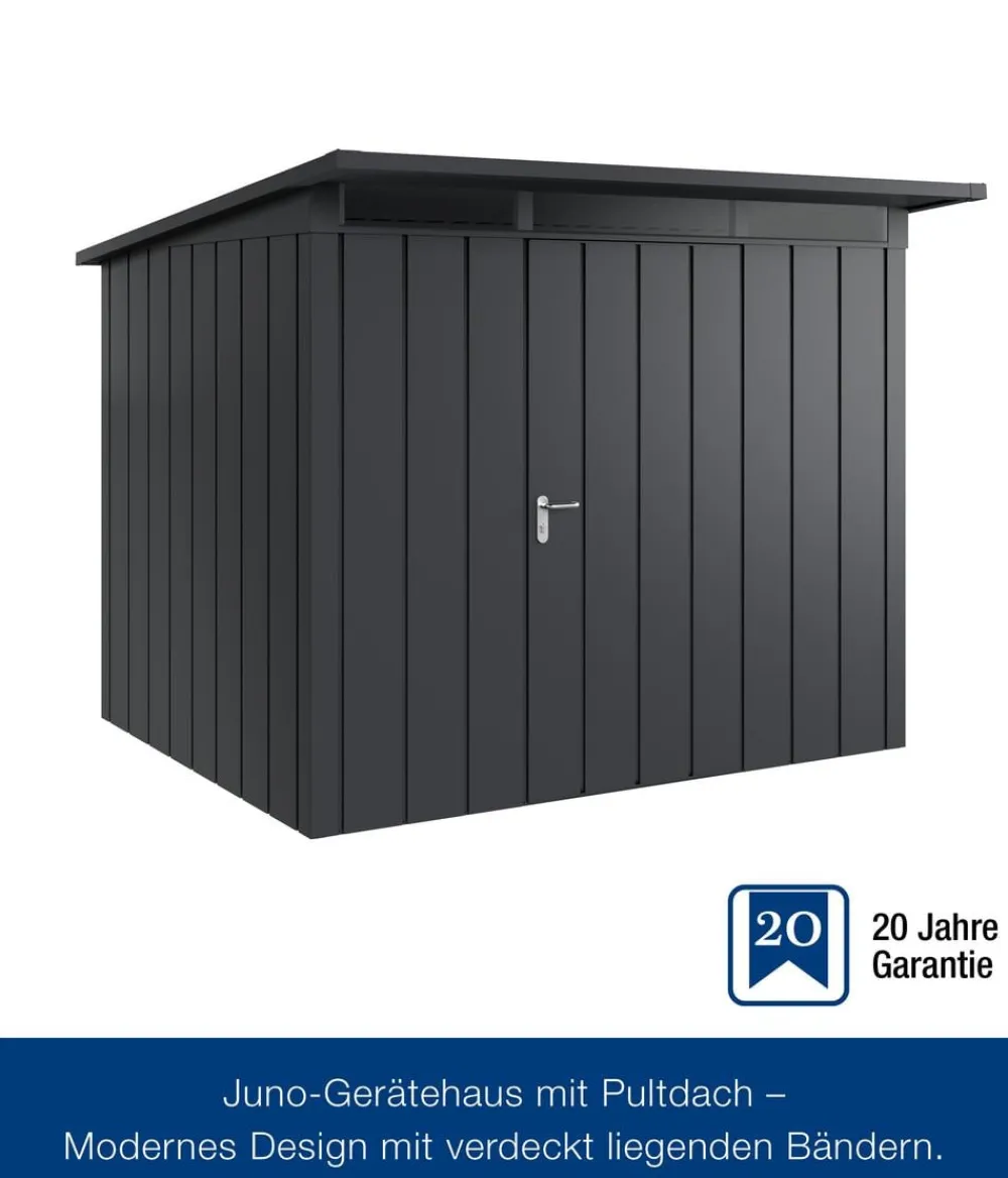 Hörmann Gartenhäuser & Gerätehäuser - Metallgerätehaus Juno JPD9 M-Sk Motiv Modern, ca. B277/H224/T262 cm Anthrazit