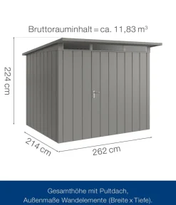 Hörmann Gartenhäuser & Gerätehäuser > Metallgerätehaus Juno JPD9 M-Sk Motiv Modern, ca. B277/H224/T262 cm