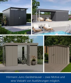 Hörmann Gartenhäuser & Gerätehäuser - Metallgerätehaus Juno mit Lichtband JFD11 M-Sk, ca. B277/H239/T325 cm Anthrazit