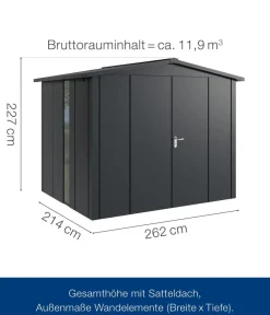 Hörmann Metallgerätehaus Juno JSD9 L-Sk Motiv Design bodentiefes Fenster mit Doppeltür, ca. B285/H227/T237 cm Anthrazit Hot