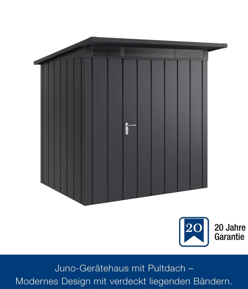 Hörmann Gartenhäuser & Gerätehäuser - Metallgerätehaus Juno JPD4 M-Sk Motiv Modern, ca. B229/H224/T214 cm Anthrazit