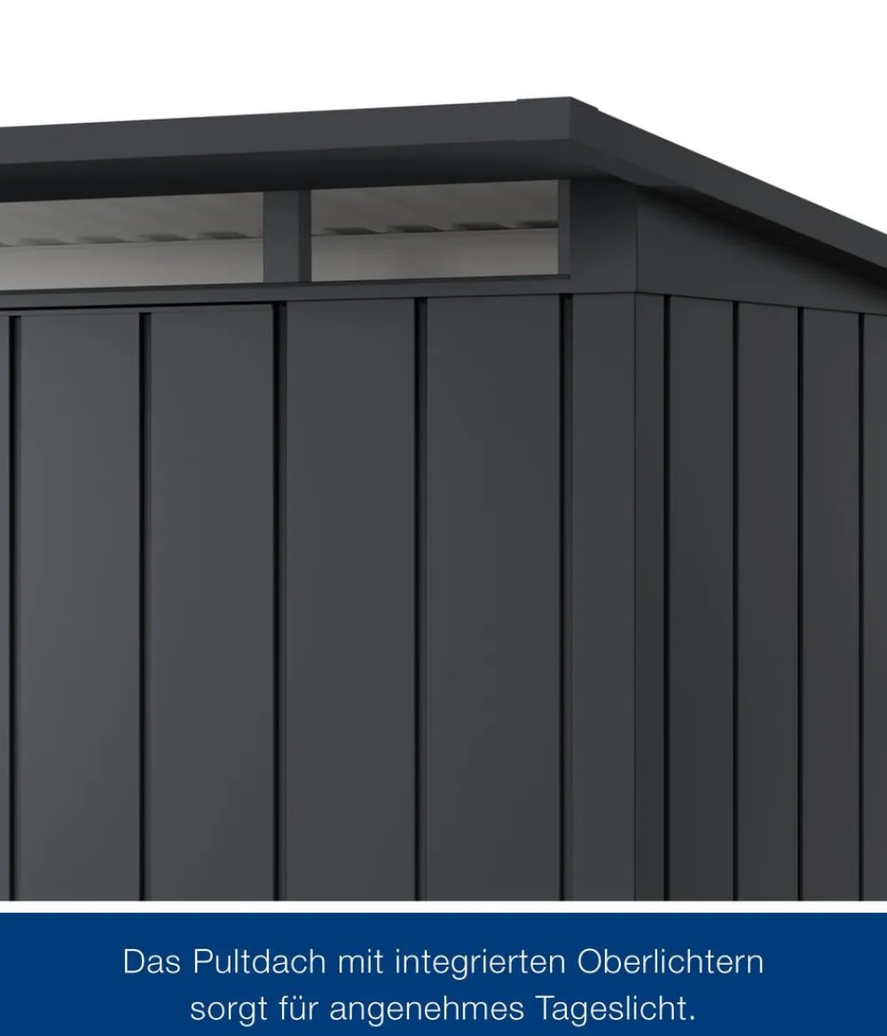 Hörmann Gartenhäuser & Gerätehäuser > Metallgerätehaus Juno JPD4 M-Sk Motiv Modern, ca. B229/H224/T214 cm