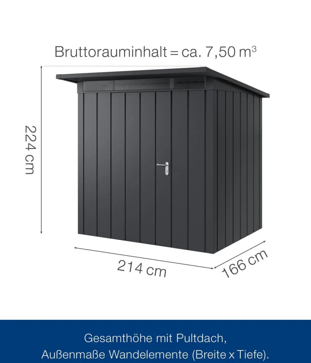 Hörmann Gartenhäuser & Gerätehäuser > Metallgerätehaus Juno JPD4 M-Sk Motiv Modern, ca. B229/H224/T214 cm