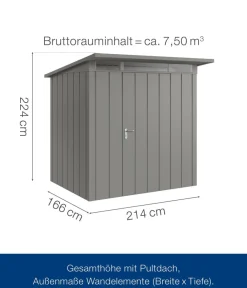 Hörmann Metallgerätehaus Juno JPD4 M-Sk Motiv Modern, ca. B229/H224/T214 cm Graualuminium Best