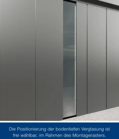 Hörmann Metallgerätehaus Juno JSD9 L-Sk Motiv Design bodentiefes Fenster mit Doppeltür, ca. B285/H227/T237 cm Graualuminium