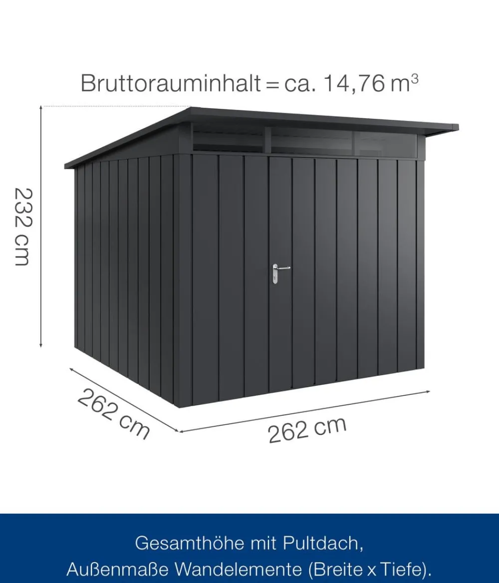 Hörmann Gartenhäuser & Gerätehäuser - Metallgerätehaus Juno JPD10 M-Sk Motiv Modern, ca. B277/H232/T310 cm Anthrazit
