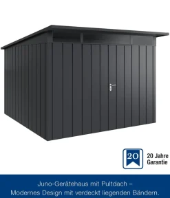 Hörmann Gartenhäuser & Gerätehäuser - Metallgerätehaus Juno JPD14 M-Sk Motiv Modern mit Doppeltür, ca. B325/H232/T358 cm Anthrazit
