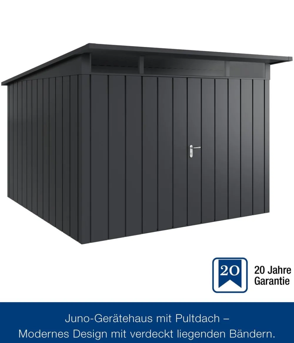 Hörmann Gartenhäuser & Gerätehäuser - Metallgerätehaus Juno JPD14 M-Sk Motiv Modern mit Doppeltür, ca. B325/H232/T358 cm Anthrazit