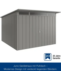 Hörmann Gartenhäuser & Gerätehäuser > Metallgerätehaus Juno JPD14 M-Sk Motiv Modern mit Doppeltür, ca. B325/H232/T358 cm