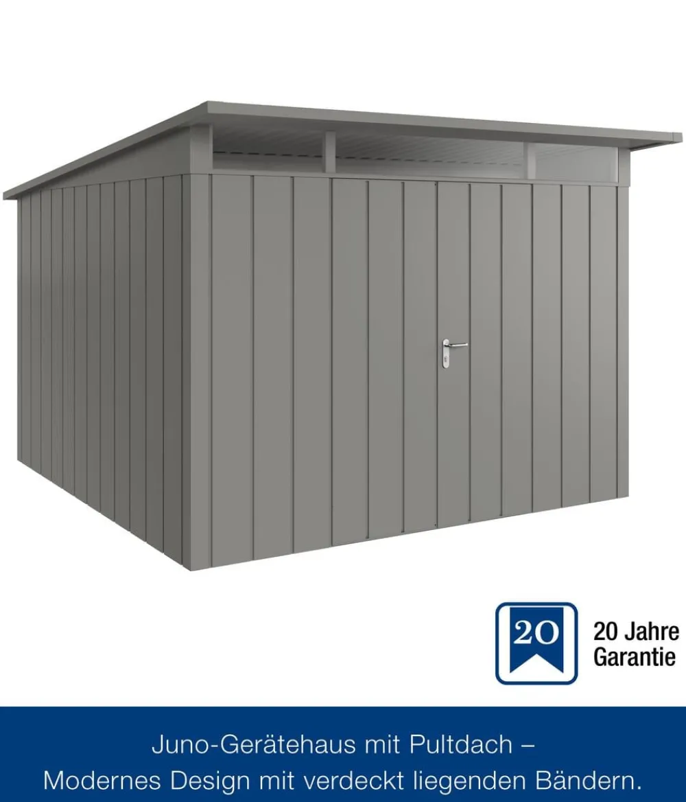 Hörmann Gartenhäuser & Gerätehäuser > Metallgerätehaus Juno JPD14 M-Sk Motiv Modern mit Doppeltür, ca. B325/H232/T358 cm
