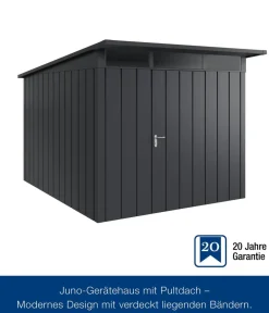 Hörmann Gartenhäuser & Gerätehäuser - Metallgerätehaus Juno JPD11 M-Sk Motiv Modern, ca. B277/H232/T358 cm Graualuminium