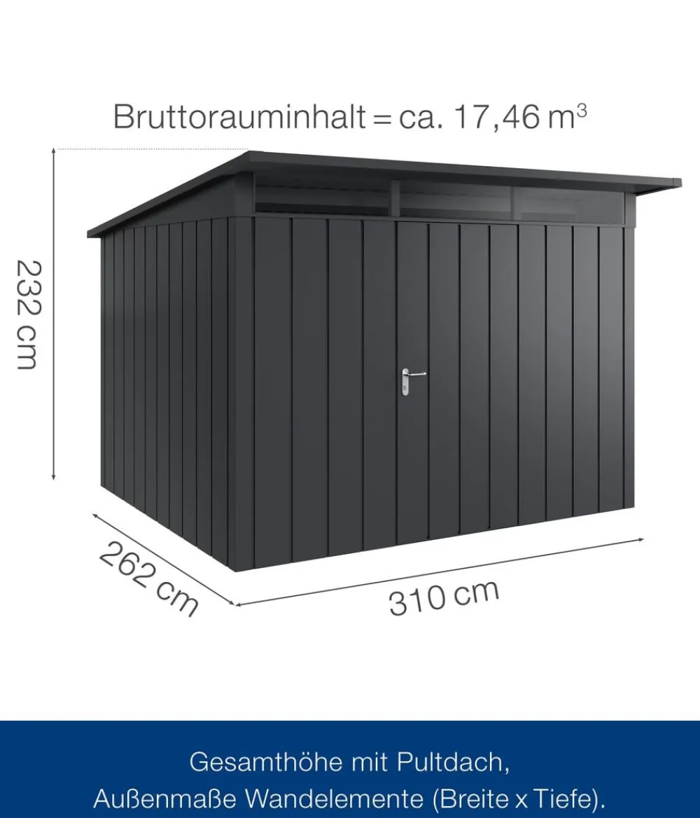 Hörmann Gartenhäuser & Gerätehäuser > Metallgerätehaus Juno JPD13 M-Sk Motiv Modern, ca. B325/H232/T310 cm