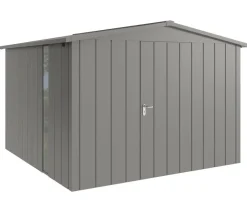 Hörmann Gartenhäuser & Gerätehäuser - Metallgerätehaus Juno JSD14 M-Sk Motiv Modern bodentiefes Fenster, ca. B333/H231/T325 cm Graualuminium
