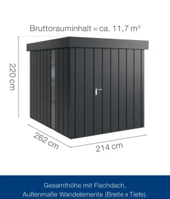 Hörmann Metallgerätehaus Juno JFD6 M-Sk Motiv Modern bodentiefes Fenster, ca. B229/H222/T277 cm Anthrazit Clearance