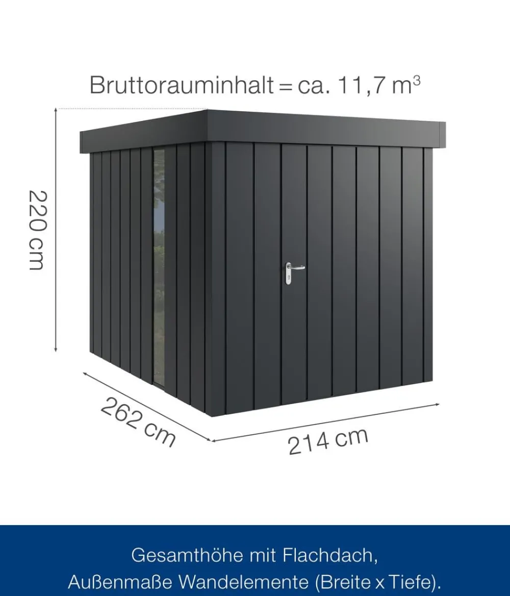Hörmann Metallgerätehaus Juno JFD6 M-Sk Motiv Modern bodentiefes Fenster, ca. B229/H222/T277 cm Anthrazit Clearance