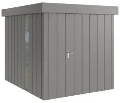Hörmann Gartenhäuser & Gerätehäuser - Metallgerätehaus Juno JFD6 M-Sk Motiv Modern bodentiefes Fenster, ca. B229/H222/T277 cm Graualuminium