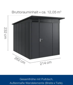 Hörmann Gartenhäuser & Gerätehäuser > Metallgerätehaus Juno JPD6 L-Sk Motiv Design, ca. B229/H232/T310 cm