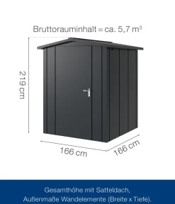 Hörmann Metallgerätehaus Juno JSD2 L-Sk Motiv Design, ca. B189/H219/T181 cm Anthrazit Hot
