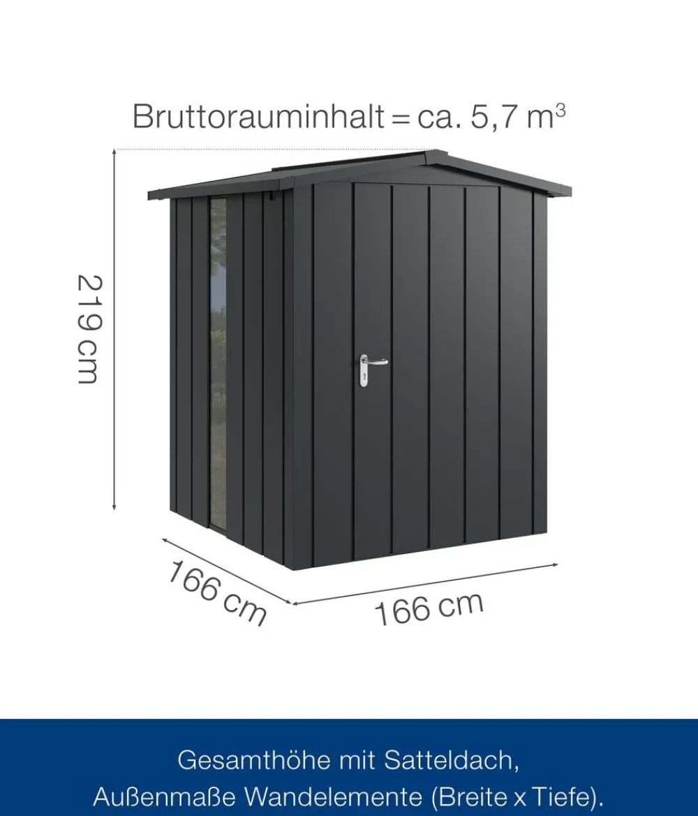 Hörmann Gartenhäuser & Gerätehäuser > Metallgerätehaus Juno JSD2 M-SK Motiv Modern bodentiefes Fenster, ca. B189/H219/T181 cm