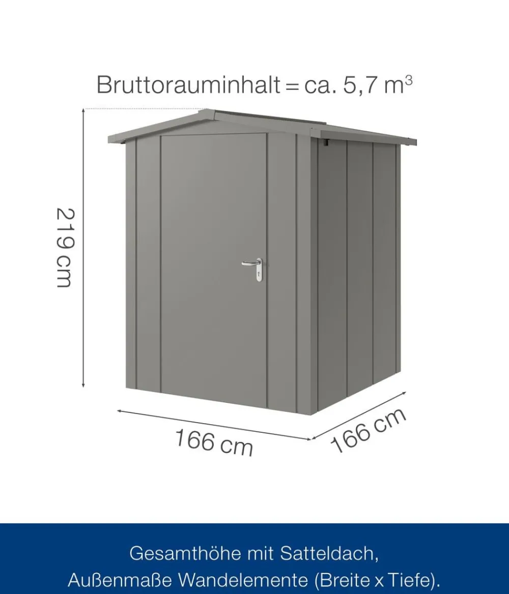 Hörmann Metallgerätehaus Juno JSD2 L-Sk Motiv Design, ca. B189/H219/T181 cm Graualuminium Outlet