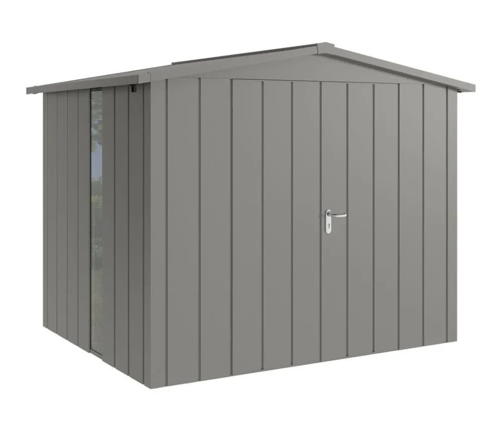 Hörmann Metallgerätehaus Juno JSD9 M-Sk Motiv Modern bodentiefes Fenster mit Doppeltür, ca. B285/H227/T237 cm Graualuminium Best