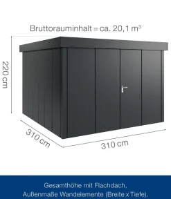 Hörmann Metallgerätehaus Juno JFD14 L-Sk Motiv Design mit Doppeltür, ca. B325/H222/T325 cm Anthrazit Outlet