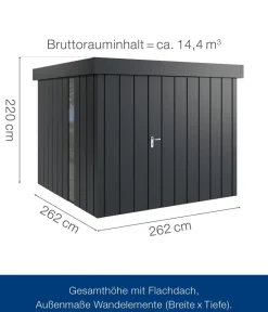 Hörmann Gartenhäuser & Gerätehäuser - Metallgerätehaus Juno JFD10 M-Sk Motiv Modern bodentiefes Fenster, ca. B277/H222/T277 cm Anthrazit