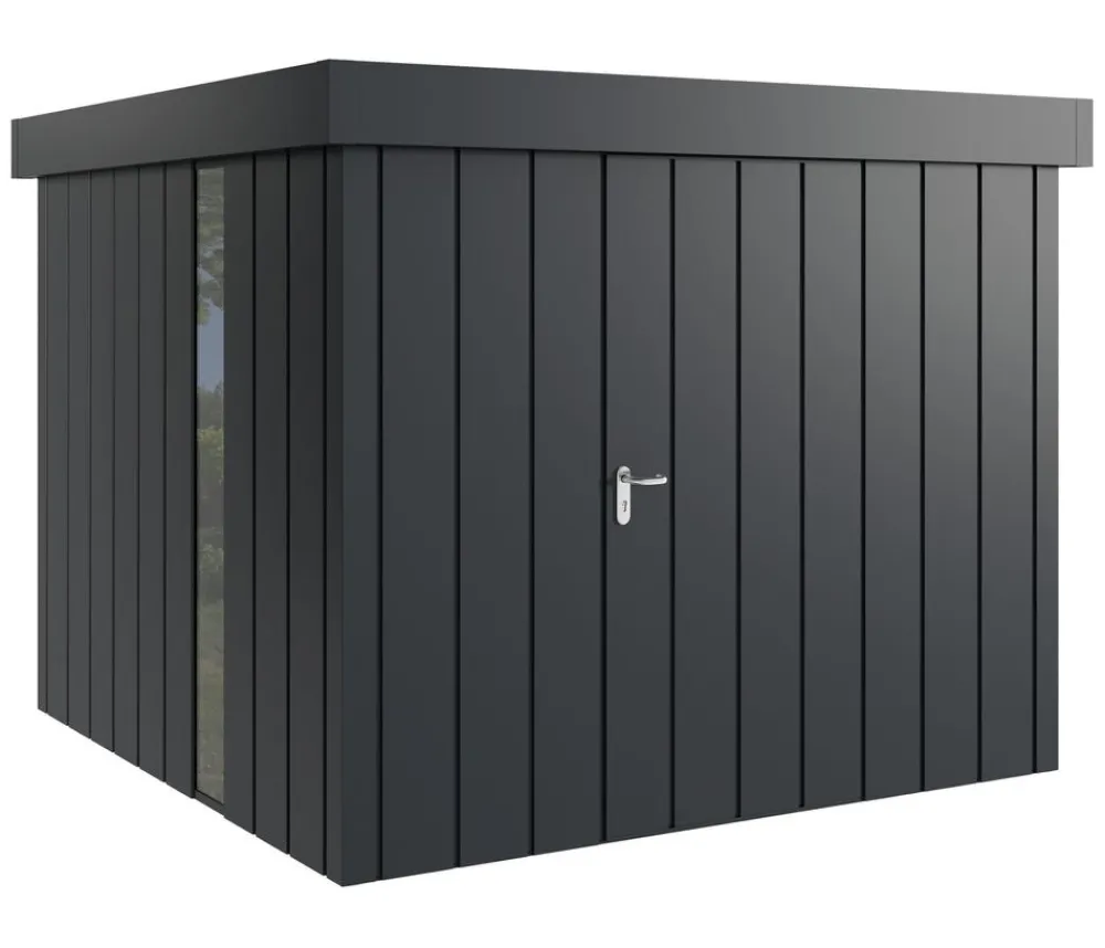Hörmann Gartenhäuser & Gerätehäuser - Metallgerätehaus Juno JFD10 M-Sk Motiv Modern bodentiefes Fenster, ca. B277/H222/T277 cm Anthrazit