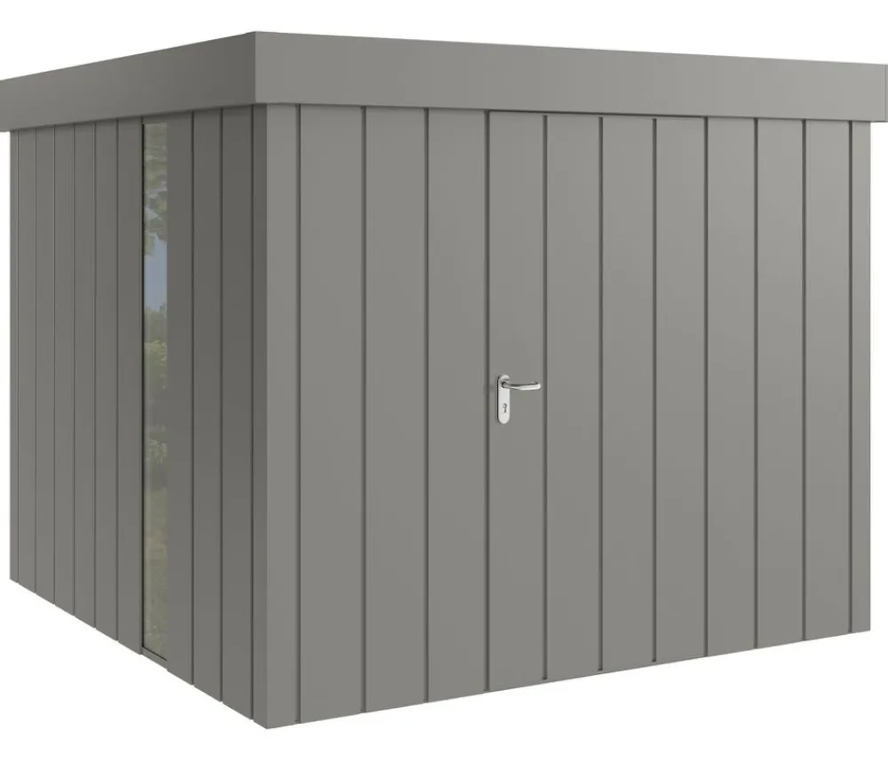 Hörmann Metallgerätehaus Juno JFD10 M-Sk Motiv Modern bodentiefes Fenster, ca. B277/H222/T277 cm Graualuminium Clearance