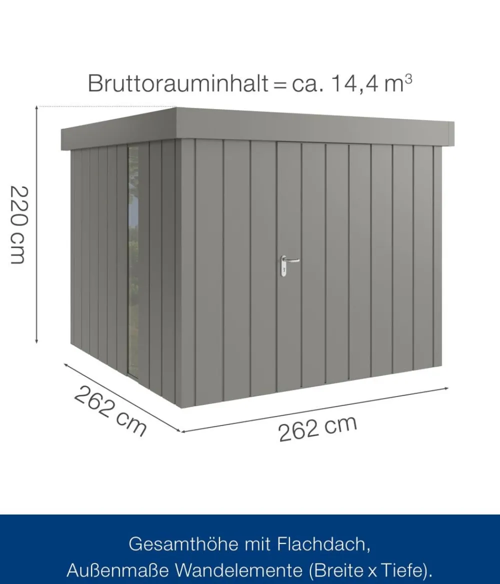 Hörmann Metallgerätehaus Juno JFD10 M-Sk Motiv Modern bodentiefes Fenster, ca. B277/H222/T277 cm Graualuminium Clearance