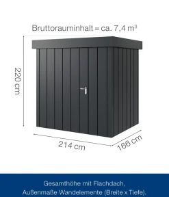 Hörmann Gartenhäuser & Gerätehäuser > Metallgerätehaus Juno JFD4 M-Sk Motiv Modern, ca. B229/H222/T181 cm