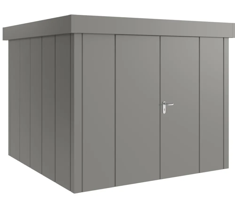 Hörmann Metallgerätehaus Juno JFD10 L-Sk Motiv Design mit Doppeltür, ca. B277/H222/T277 cm Graualuminium Outlet