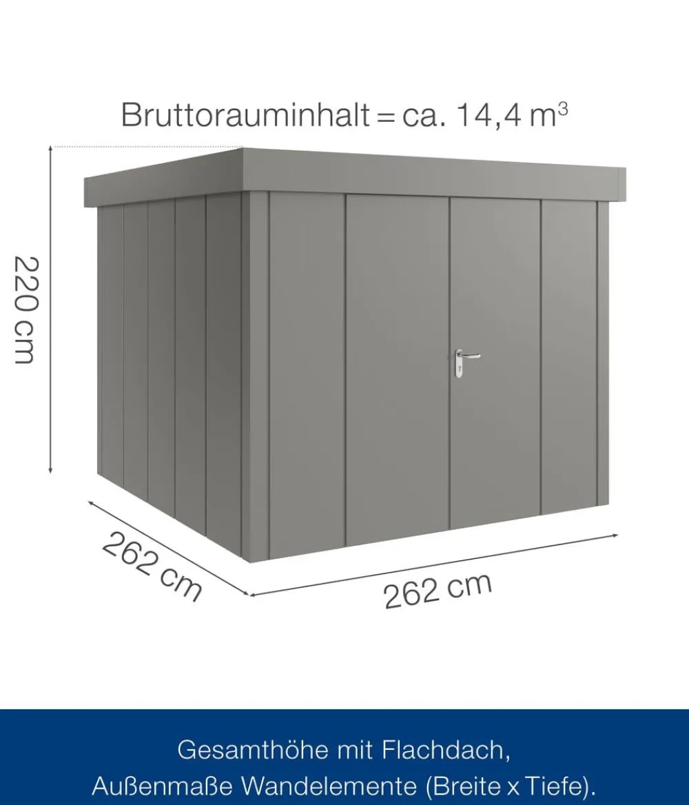 Hörmann Metallgerätehaus Juno JFD10 L-Sk Motiv Design mit Doppeltür, ca. B277/H222/T277 cm Graualuminium Outlet