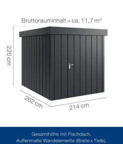 Hörmann Gartenhäuser & Gerätehäuser - Metallgerätehaus Juno JFD6 M-Sk Motiv Modern, ca. B229/H222/T277 cm Anthrazit