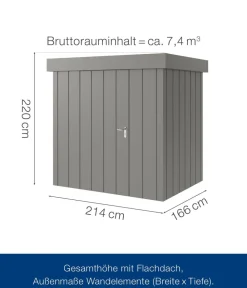 Hörmann Gartenhäuser & Gerätehäuser - Metallgerätehaus Juno JFD4 M-Sk Motiv Modern, ca. B229/H222/T181 cm Graualuminium